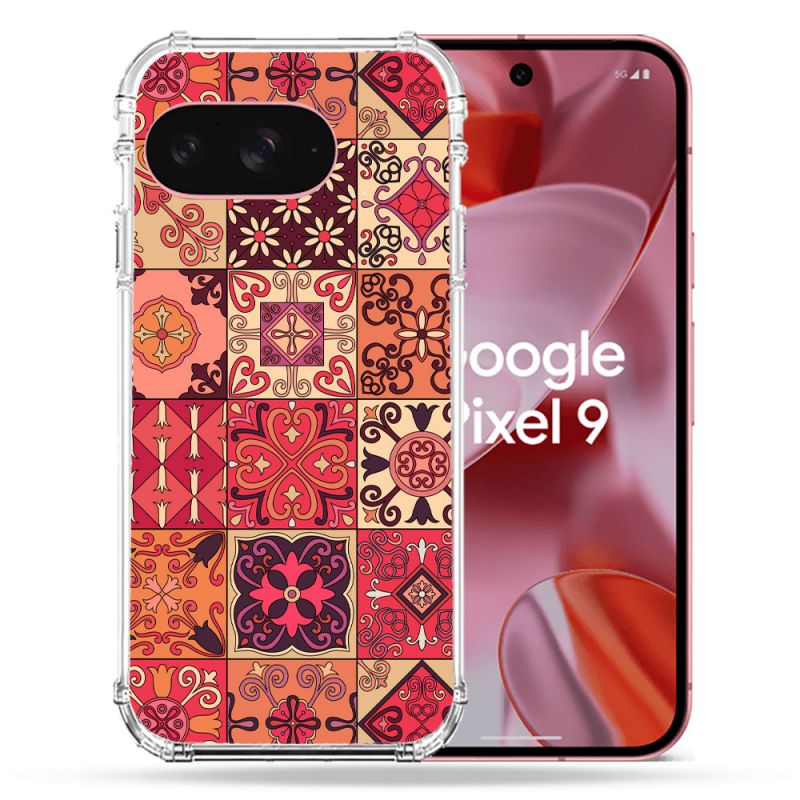 Coque Renforcée Pour Google Pixel 9 Texture Carreau Ciment Rouge