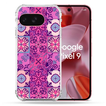 Coque Renforcée Pour Google Pixel 9 Texture Carreau Ciment Violet