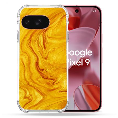 Coque Renforcée Pour Google Pixel 9 Texture Marbre Jaune