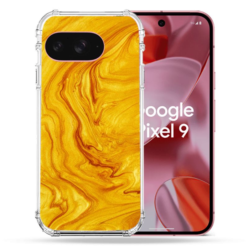 Coque Renforcée Pour Google Pixel 9 Texture Marbre Jaune