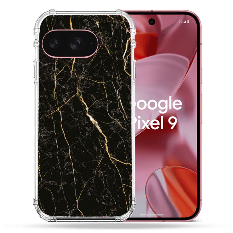 Coque Renforcée Pour Google Pixel 9 Texture Marbre Noir