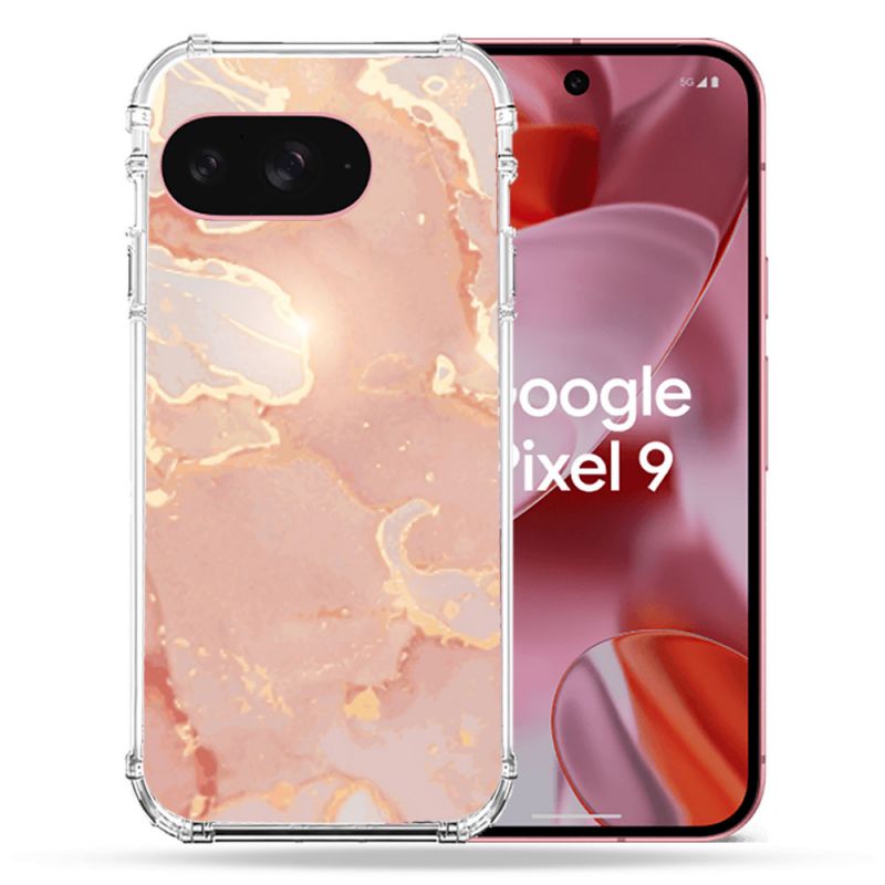 Coque Renforcée Pour Google Pixel 9 Texture Marbre Rose