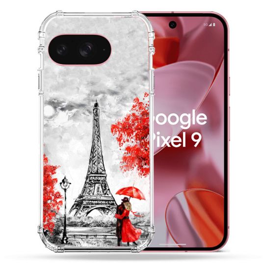 Coque Renforcée Pour Google Pixel 9 Voyage France Paris Rouge