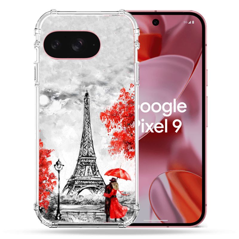 Coque Renforcée Pour Google Pixel 9 Voyage France Paris Rouge
