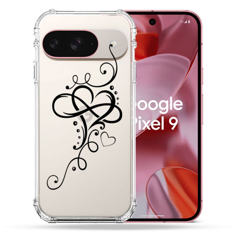 Coque Transparente Pour Google Pixel 9 Cœur infini