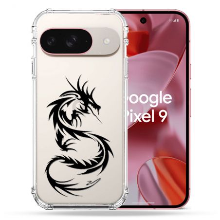 Coque Transparente Pour Google Pixel 9 Dragon Noir