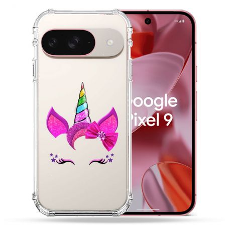 Coque Transparente Pour Google Pixel 9 Licorne Paillette