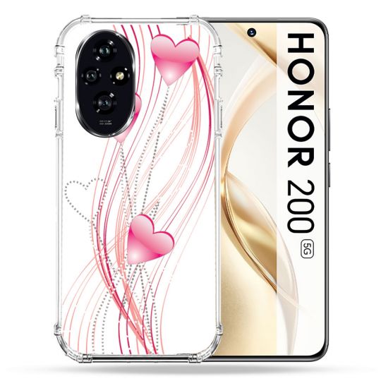 Coque Renforcée Pour Honor 200 5G Amour Coeur Rose Montant sur Blanc