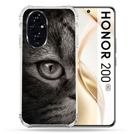 Coque Renforcée Pour Honor 200 5G Animal Chat Gris