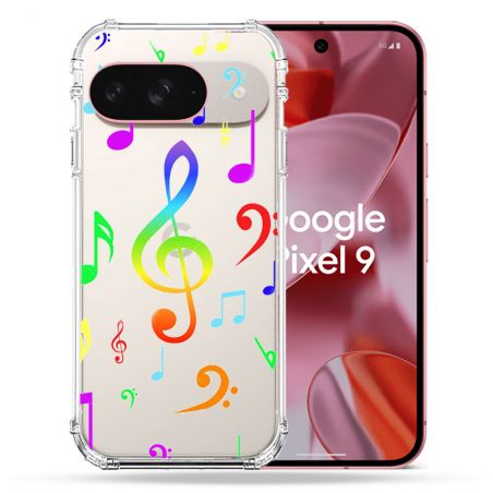 Coque Transparente Pour Google Pixel 9 Note Musique Colore