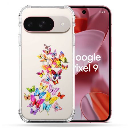Coque Transparente Pour Google Pixel 9 Papillon Multicolore