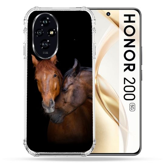 Coque Renforcée Pour Honor 200 5G Animal Cheval Marron