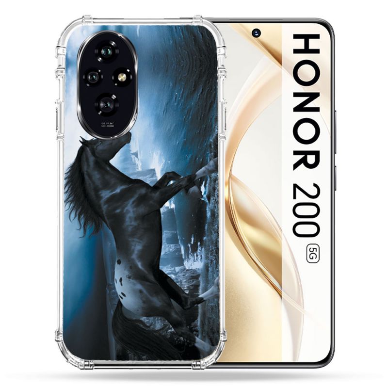 Coque Renforcée Pour Honor 200 5G Animal Cheval Noir