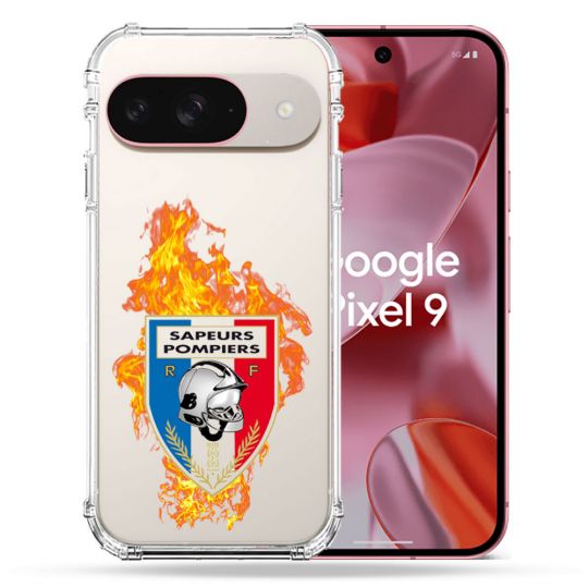 Coque Transparente Pour Google Pixel 9 Pompier Feu