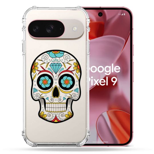 Coque Transparente Pour Google Pixel 9 Tete Mort Color