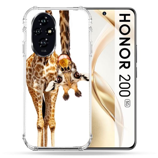 Coque Renforcée Pour Honor 200 5G Animal Girafe Blanche