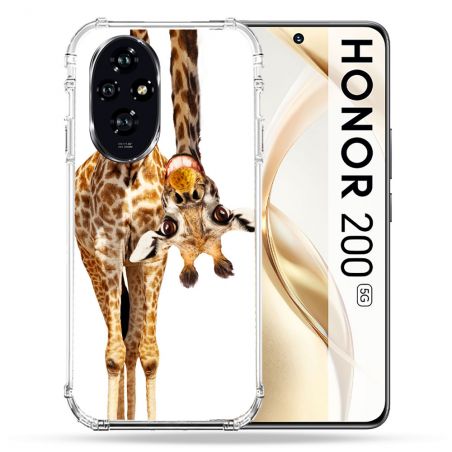 Coque Renforcée Pour Honor 200 5G Animal Girafe Blanche