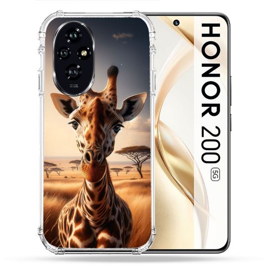 Coque Renforcée Pour Honor 200 5G Animal Girafe Savane