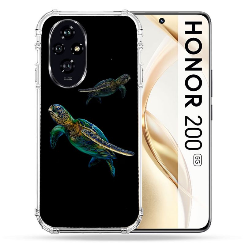 Coque Renforcée Pour Honor 200 5G Animal Tortue Noire multicolore