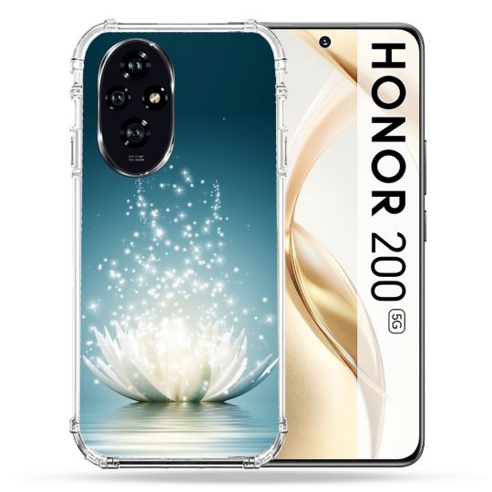 Coque Renforcée Pour Honor 200 5G Fleur Lotus Blanc
