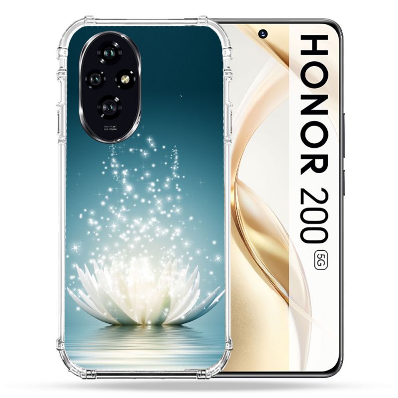 Coque Renforcée Pour Honor 200 5G Fleur Lotus Blanc