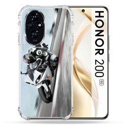 Coque Renforcée Pour Honor 200 5G Moto Course GP Blanche