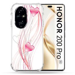 Coque Renforcée Pour Honor 200 Pro 5G Amour Coeur Rose Montant sur Blanc