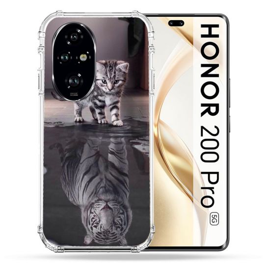 Coque Renforcée Pour Honor 200 Pro 5G Animal Chat Reflet
