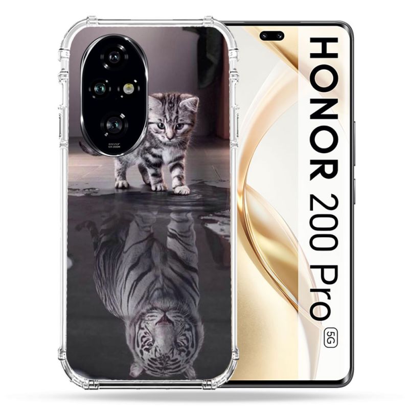Coque Renforcée Pour Honor 200 Pro 5G Animal Chat Reflet