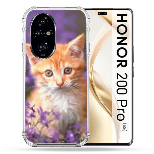 Coque Renforcée Pour Honor 200 Pro 5G Animal Chat Violet