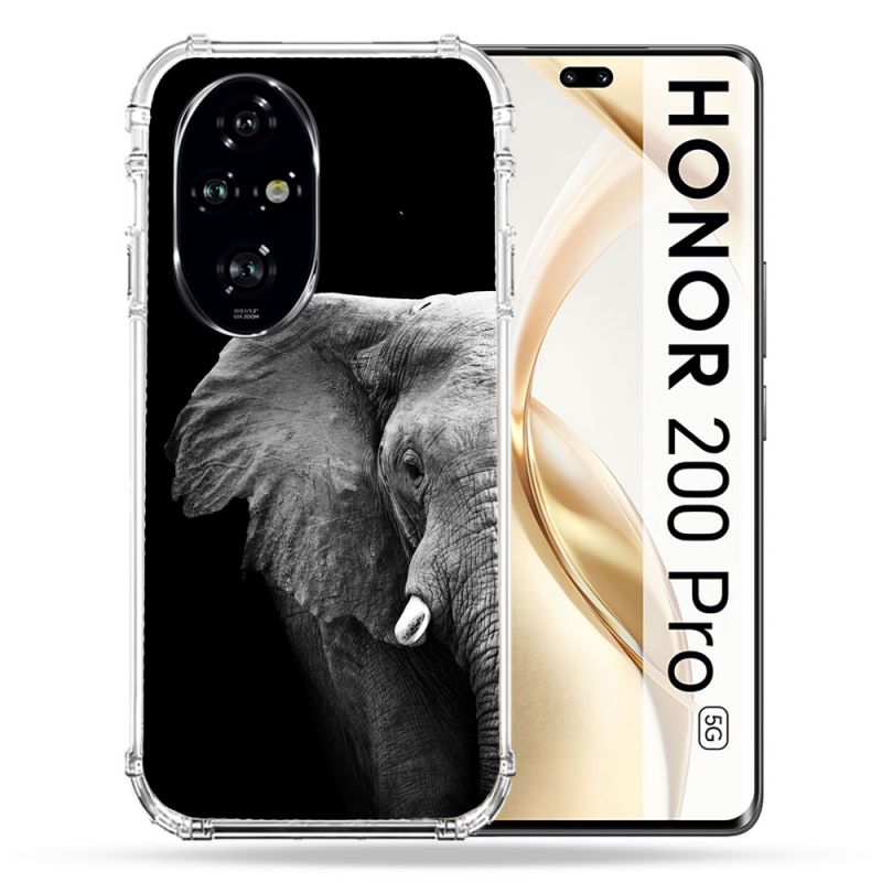Coque Renforcée Pour Honor 200 Pro 5G Animal Elephant Noir