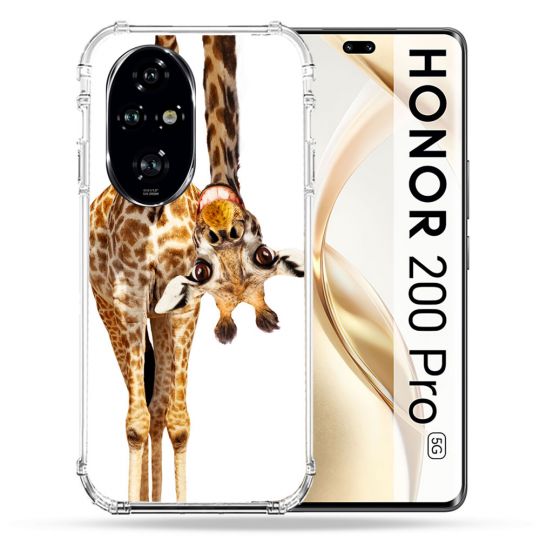 Coque Renforcée Pour Honor 200 Pro 5G Animal Girafe Blanche