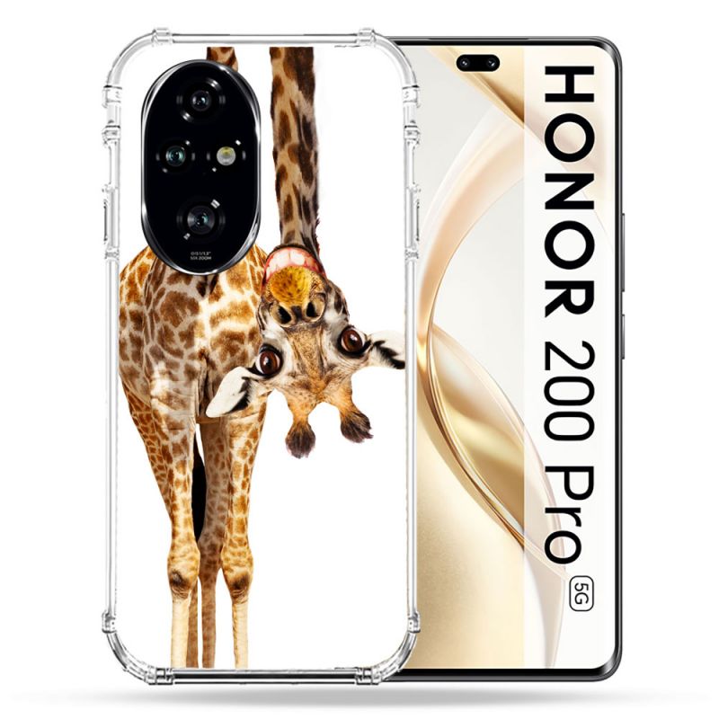 Coque Renforcée Pour Honor 200 Pro 5G Animal Girafe Blanche