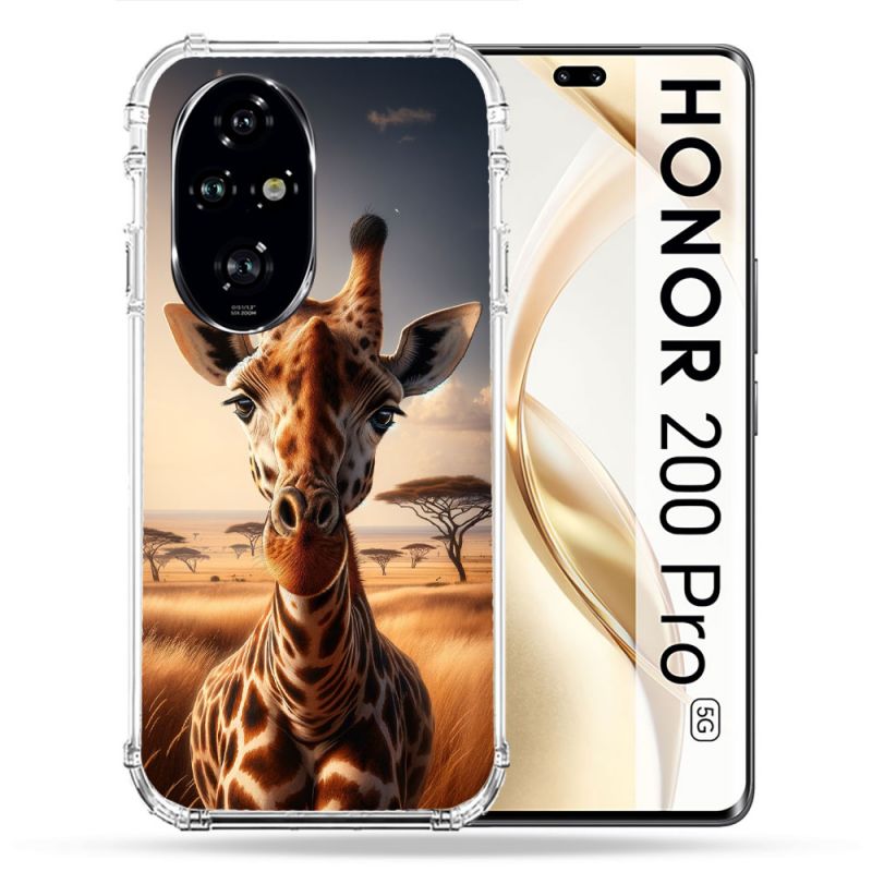 Coque Renforcée Pour Honor 200 Pro 5G Animal Girafe Savane