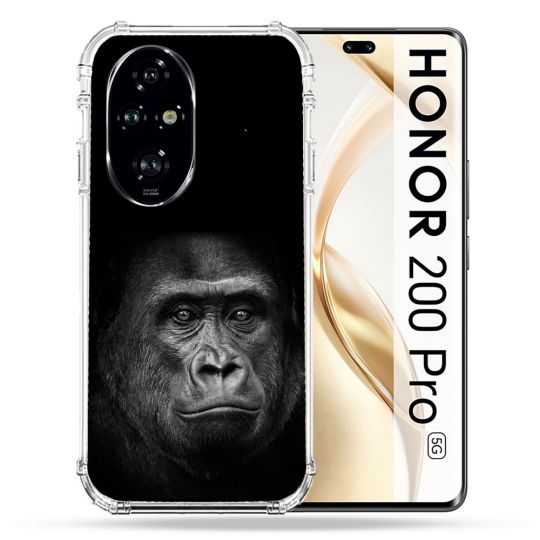 Coque Renforcée Pour Honor 200 Pro 5G Animal Gorille Noir