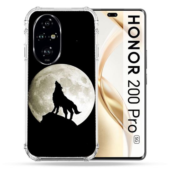 Coque Renforcée Pour Honor 200 Pro 5G Animal Loup Noir