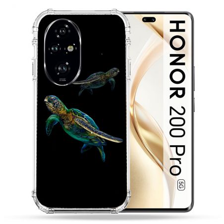 Coque Renforcée Pour Honor 200 Pro 5G Animal Tortue Noire multicolore