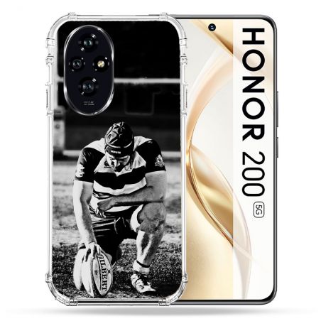 Coque Renforcée Pour Honor 200 5G Sport Rugby Noir Blanc