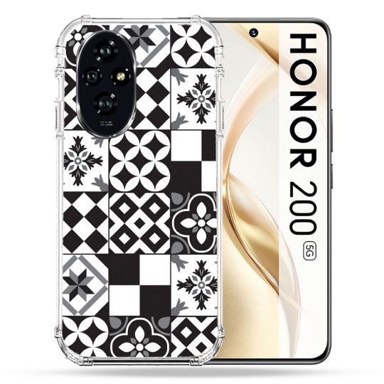 Coque Renforcée Pour Honor 200 5G Texture Carreau Ciment Noir