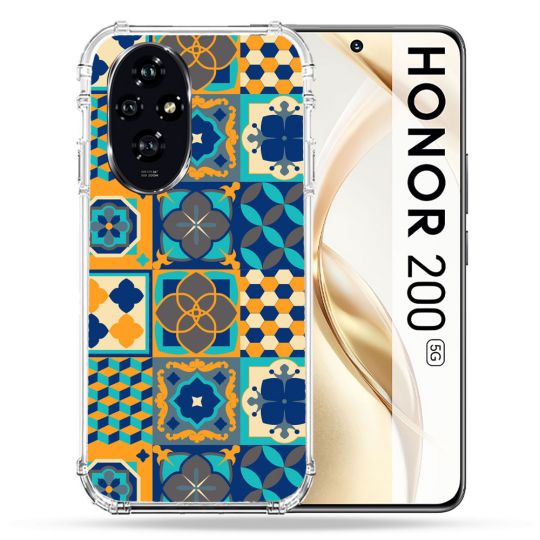 Coque Renforcée Pour Honor 200 5G Texture Carreau Ciment Orange