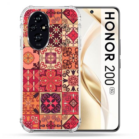 Coque Renforcée Pour Honor 200 5G Texture Carreau Ciment Rouge