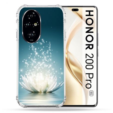 Coque Renforcée Pour Honor 200 Pro 5G Fleur Lotus Blanc