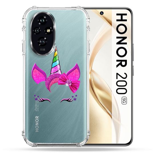 Coque Transparente Pour Honor 200 5G Licorne Paillette