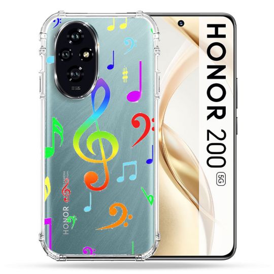 Coque Transparente Pour Honor 200 5G Note Musique Colore