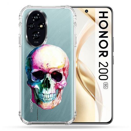Coque Transparente Pour Honor 200 5G Skull Head Crane Colore