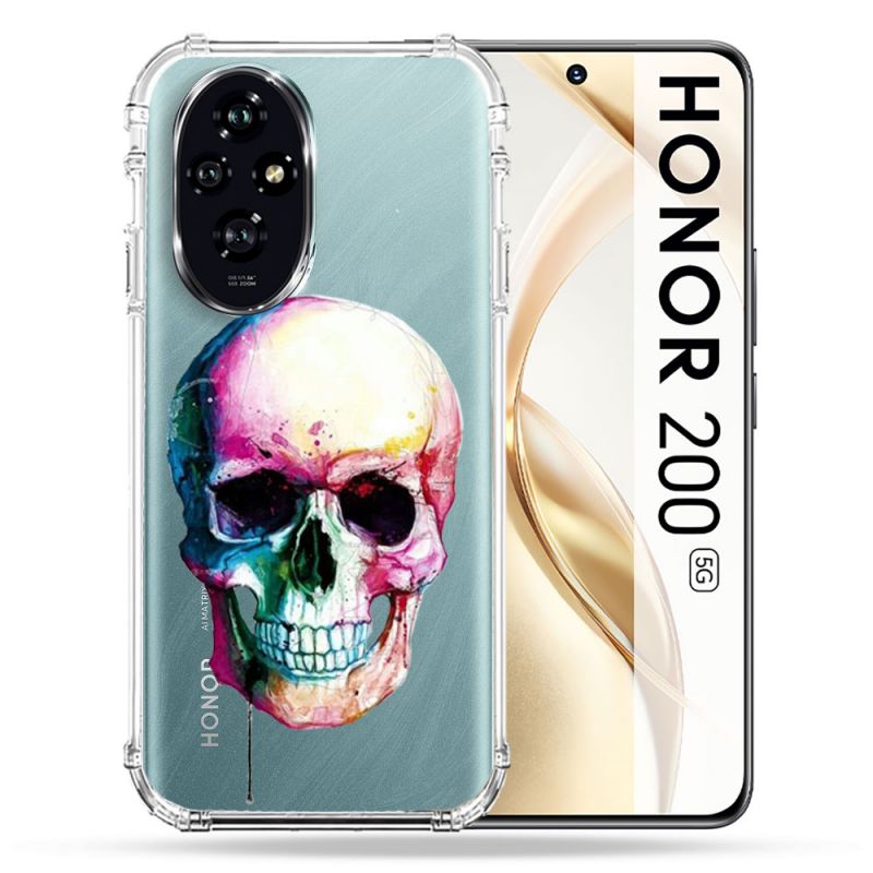 Coque Transparente Pour Honor 200 5G Skull Head Crane Colore