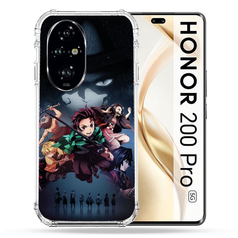 Coque Renforcée Pour Honor 200 Pro 5G Manga Demon Slayer Noir