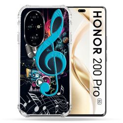 Coque Renforcée Pour Honor 200 Pro 5G Musique Cle Sol Bleu