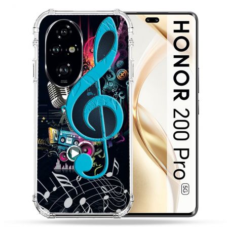 Coque Renforcée Pour Honor 200 Pro 5G Musique Cle Sol Bleu