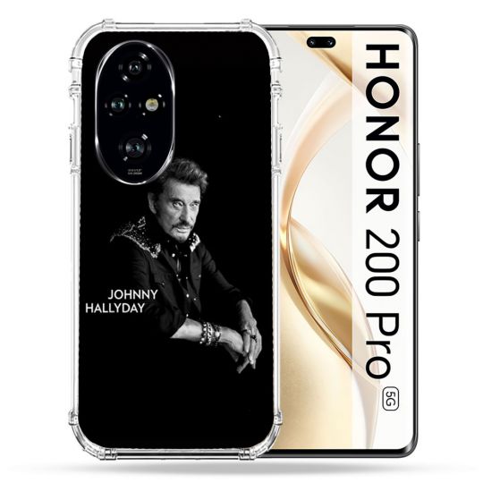 Coque Renforcée Pour Honor 200 Pro 5G Musique Johnny Hallyday Noir